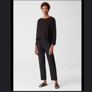 Eileen Fisher Organic Cotton Mid Rise Tapered Dark Wash Jeans sz 6